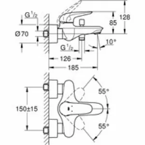 Смеситель для ванны GROHE Eurostyle, белая луна (23726LS3) Смеситель для ванны GROHE Eurostyle, белая луна (23726LS3)