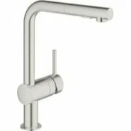 Смеситель для кухни GROHE Minta с вытяжным душем, L-образный излив, суперсталь (30274DC0)