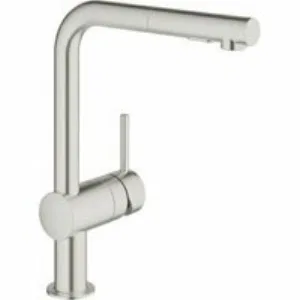 Смеситель для кухни GROHE Minta с вытяжным душем, L-образный излив, суперсталь (30274DC0) Смеситель для кухни GROHE Minta с вытяжным душем, L-образный излив, суперсталь (30274DC0)