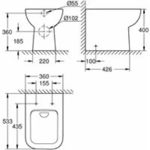 Унитаз напольный приставной безободковый GROHE Bau Edge, альпин-белый (39810000) Унитаз напольный приставной безободковый GROHE Bau Edge, альпин-белый (39810000)