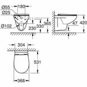Унитаз подвесной безободковый GROHE Bau Edge, альпин-белый (39809000) Унитаз подвесной безободковый GROHE Bau Edge, альпин-белый (39809000)