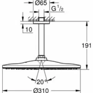 Верхний душ GROHE Rainshower Mono 310, 9,5 л/мин, 1 режим, 142 мм, фантомный черный (22122KF0) Верхний душ GROHE Rainshower Mono 310, 9,5 л/мин, 1 режим, 142 мм, фантомный черный (22122KF0)