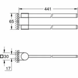 Держатель для полотенца двойной GROHE Selection , поворотный, металл, фантомный чёрный Держатель для полотенца двойной GROHE Selection , поворотный, металл, фантомный чёрный