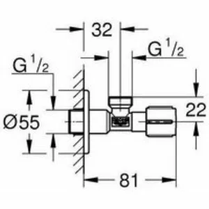 Угловой вентиль 1/2 GROHE, холодный рассвет глянец (22041GL0) Угловой вентиль 1/2 GROHE, холодный рассвет глянец (22041GL0)