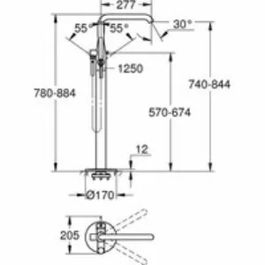 Внешняя часть смесителя для ванны GROHE Essence напольного монтажа, никель матовый (25248EN1) Внешняя часть смесителя для ванны GROHE Essence напольного монтажа, никель матовый (25248EN1)
