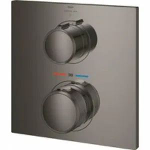 Внешняя часть термостата для душа GROHE Allure скрытого монтажа на 1 потребителя, квадратная, темный графит глянец (19380A02) Внешняя часть термостата для душа GROHE Allure скрытого монтажа на 1 потребителя, квадратная, темный графит глянец (19380A02)