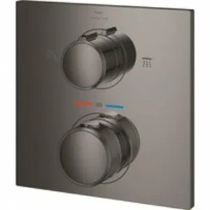 Внешняя часть термостата для душа GROHE Allure скрытого монтажа на 2 потребителя, квадратная, темный графит глянец (29181A02) Внешняя часть термостата для душа GROHE Allure скрытого монтажа на 2 потребителя, квадратная, темный графит глянец (29181A02)