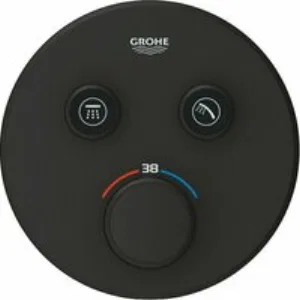 Внешняя часть термостата для душа GROHE Grohtherm SmartControl на 2 потребителя, круглая, фантомный черный (29507KF0) Внешняя часть термостата для душа GROHE Grohtherm SmartControl на 2 потребителя, круглая, фантомный черный (29507KF0)