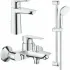 Готовый комплект для ванной комнаты GROHE BauEdge, хром (1000180) Готовый комплект для ванной комнаты GROHE BauEdge, хром (1000180)