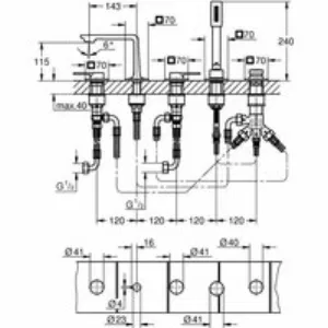 Смеситель для ванны GROHE Allure двухвентильный, на 5 отверстий, на край ванны, темный графит глянец (25221A01) Смеситель для ванны GROHE Allure двухвентильный, на 5 отверстий, на край ванны, темный графит глянец (25221A01)