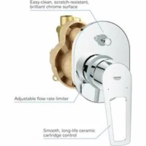 Смеситель для ванны GROHE BauLoop в комплекте с монтажной частью, хром (29041001) Смеситель для ванны GROHE BauLoop в комплекте с монтажной частью, хром (29041001)