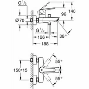 Смеситель для ванны GROHE Start, матовый черный (322782432) Смеситель для ванны GROHE Start, матовый черный (322782432)