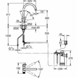 Смеситель для кухонной мойки GROHE Blue Pure BauCurve с функцией фильтрации, с фильтром в комплекте, хром (30581000) Смеситель для кухонной мойки GROHE Blue Pure BauCurve с функцией фильтрации, с фильтром в комплекте, хром (30581000)