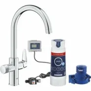 Смеситель для кухонной мойки GROHE Blue Pure BauCurve с функцией фильтрации, с фильтром UltraSafe в комплекте, хром (30582000)