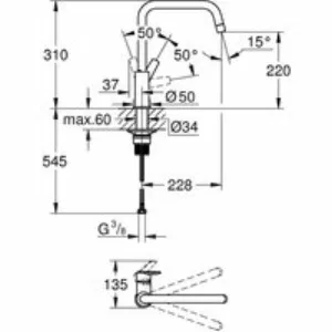 Смеситель для кухонной мойки GROHE Start с высоким поворотным изливом, матовый черный (304702430) Смеситель для кухонной мойки GROHE Start с высоким поворотным изливом, матовый черный (304702430)