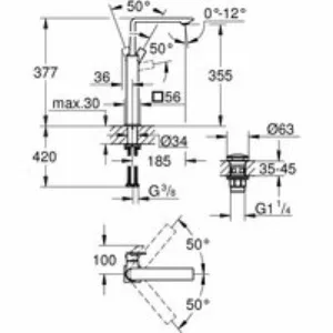 Смеситель для раковины GROHE Allure с донным клапаном, XL-Size, темный графит глянец (23403A01) Смеситель для раковины GROHE Allure с донным клапаном, XL-Size, темный графит глянец (23403A01)
