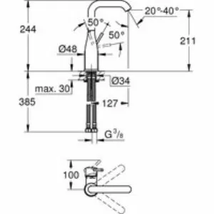 Смеситель для раковины GROHE Essence, L-size, хром (24177001) Смеситель для раковины GROHE Essence, L-size, хром (24177001)