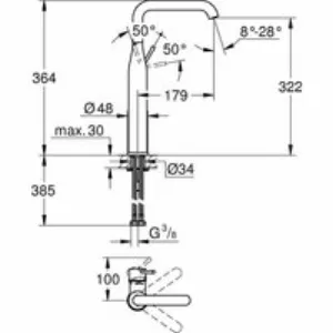 Смеситель для раковины GROHE Essence без донного клапана, XL-size, хром (24170001) Смеситель для раковины GROHE Essence без донного клапана, XL-size, хром (24170001)