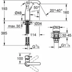 Смеситель для раковины GROHE Essence с донным клапаном, M-size, хром (24181001) Смеситель для раковины GROHE Essence с донным клапаном, M-size, хром (24181001)