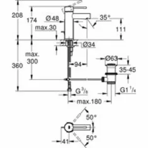 Смеситель для раковины GROHE Essence с донным клапаном, S-size, хром (24175001) Смеситель для раковины GROHE Essence с донным клапаном, S-size, хром (24175001)