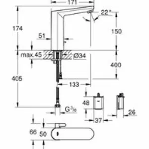 Смеситель для раковины GROHE Eurosmart Cosmopolitan E инфракрасный, L-size, хром (36422001) Смеситель для раковины GROHE Eurosmart Cosmopolitan E инфракрасный, L-size, хром (36422001)