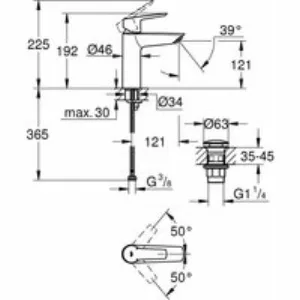 Смеситель для раковины GROHE Start с донным клапаном, M-Size, матовый черный (235752432) Смеситель для раковины GROHE Start с донным клапаном, M-Size, матовый черный (235752432)