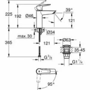 Смеситель для раковины GROHE Start с донным клапаном, M-Size, матовый черный (237462432) Смеситель для раковины GROHE Start с донным клапаном, M-Size, матовый черный (237462432)