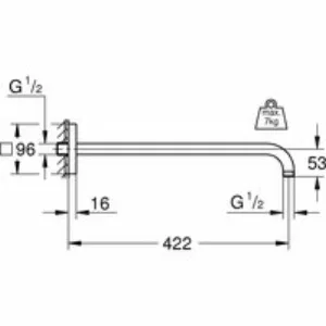 Душевой кронштейн GROHE Rainshower 422 мм, хром (26145000) Душевой кронштейн GROHE Rainshower 422 мм, хром (26145000)