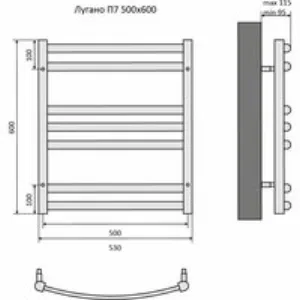 Полотенцесушитель водяной Aquatek Лугано П7 500x600, черный муар AQ DOC0760BL Полотенцесушитель водяной Aquatek Лугано П7 500x600, черный муар AQ DOC0760BL