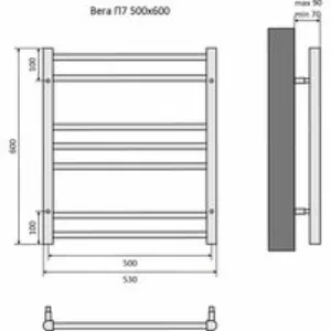 Полотенцесушитель водяной Aquatek Вега П7 500x600, хром AQ DR0760CH Полотенцесушитель водяной Aquatek Вега П7 500x600, хром AQ DR0760CH