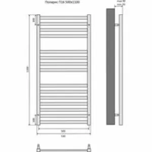 Полотенцесушитель водяной Aquatek Поларис П16 500x1100, черный муар AQ KO1610BL Полотенцесушитель водяной Aquatek Поларис П16 500x1100, черный муар AQ KO1610BL