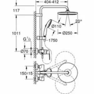 Душевая система GROHE Tempesta System 250 со смесителем для душа, хром (26673001) Душевая система GROHE Tempesta System 250 со смесителем для душа, хром (26673001)