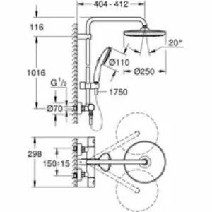 Душевая система GROHE Tempesta System 250 с термостатом для душа, хром (26670001) Душевая система GROHE Tempesta System 250 с термостатом для душа, хром (26670001)