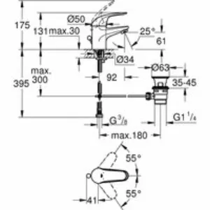 Смеситель для раковины GROHE Euroeco с донным клапаном, S-size, хром (23262000) Смеситель для раковины GROHE Euroeco с донным клапаном, S-size, хром (23262000)