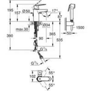 Смеситель для раковины GROHE Eurosmart Cosmopolitan с цепочкой и гигиеническим душем, S-size, хром (23433000) Смеситель для раковины GROHE Eurosmart Cosmopolitan с цепочкой и гигиеническим душем, S-size, хром (23433000)