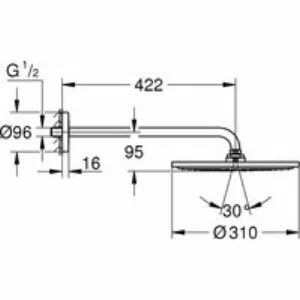 Верхний душ GROHE Rainshower 310, 12,5 л/мин, 1 режим, 422 мм, хром (26257000) Верхний душ GROHE Rainshower 310, 12,5 л/мин, 1 режим, 422 мм, хром (26257000)