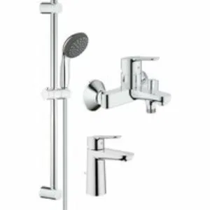 Комплект смесителей GROHE Start Edge для раковины, ванны с душевым гарнитуром, хром (120210) Комплект смесителей GROHE Start Edge для раковины, ванны с душевым гарнитуром, хром (120210)