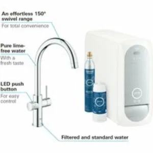 Смеситель для кухонной мойки GROHE Blue Home с системой фильтрации, охлаждения и газирования воды, хром (31455000) Смеситель для кухонной мойки GROHE Blue Home с системой фильтрации, охлаждения и газирования воды, хром (31455000)