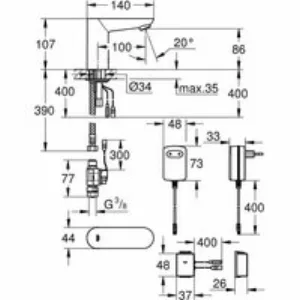 Кран для раковины GROHE Eurosmart Cosmopolitan E Bluetooth инфракрасный, без функции смешивания, хром (36409000) Кран для раковины GROHE Eurosmart Cosmopolitan E Bluetooth инфракрасный, без функции смешивания, хром (36409000)