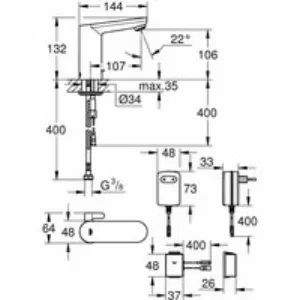 Кран для раковины GROHE Eurosmart Cosmopolitan E Bluetooth инфракрасный, без функции смешивания, хром (36413000) Кран для раковины GROHE Eurosmart Cosmopolitan E Bluetooth инфракрасный, без функции смешивания, хром (36413000)