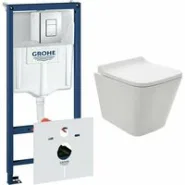 Комплект инсталляции GROHE 38775001 с унитазом AQUAme AQM2004 и сиденьем с микролифтом (NW0169/S)