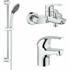 Комплект смесителей GROHE Eurosmart с душевым гарнитуром, хром (NB0077/S) Комплект смесителей GROHE Eurosmart с душевым гарнитуром, хром (NB0077/S)