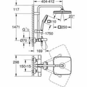 Душевая система GROHE Tempesta System 250 Cube с термостатом для ванны, хром (26691001) Душевая система GROHE Tempesta System 250 Cube с термостатом для ванны, хром (26691001)