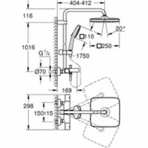 Душевая система GROHE Tempesta System 250 Cube с термостатом для ванны, хром (26975001) Душевая система GROHE Tempesta System 250 Cube с термостатом для ванны, хром (26975001)