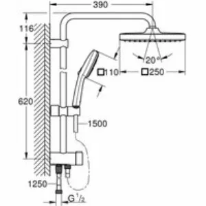 Душевая система GROHE Tempesta System 250 Cube Flex с переключателем потоков, хром (26977001) Душевая система GROHE Tempesta System 250 Cube Flex с переключателем потоков, хром (26977001)