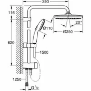 Душевая система GROHE Tempesta System 250 Flex с переключателем потоков, хром (26980001) Душевая система GROHE Tempesta System 250 Flex с переключателем потоков, хром (26980001)
