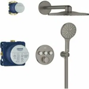 Душевая система GROHE Grohtherm SmartControl с термостатом для душа, темный графит матовый (34863AL0) Душевая система GROHE Grohtherm SmartControl с термостатом для душа, темный графит матовый (34863AL0)