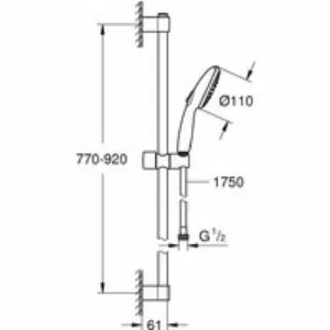 Душевой гарнитур GROHE Tempesta 110, 3 режима струи, душевая штанга 900 мм, 7,4 л/мин, хром (26771003) Душевой гарнитур GROHE Tempesta 110, 3 режима струи, душевая штанга 900 мм, 7,4 л/мин, хром (26771003)