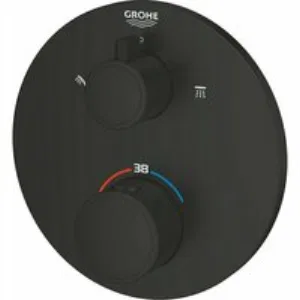 Внешняя часть термостата для душа GROHE Grohtherm на 2 потребителя, круглая, матовый черный (1022082430) Внешняя часть термостата для душа GROHE Grohtherm на 2 потребителя, круглая, матовый черный (1022082430)