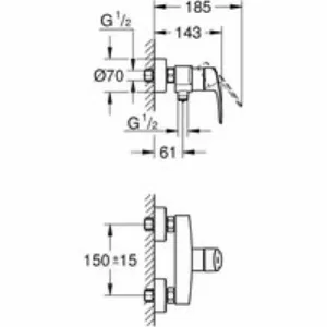 Смеситель для душа GROHE Eurosmart, черный (335552433) Смеситель для душа GROHE Eurosmart, черный (335552433)
